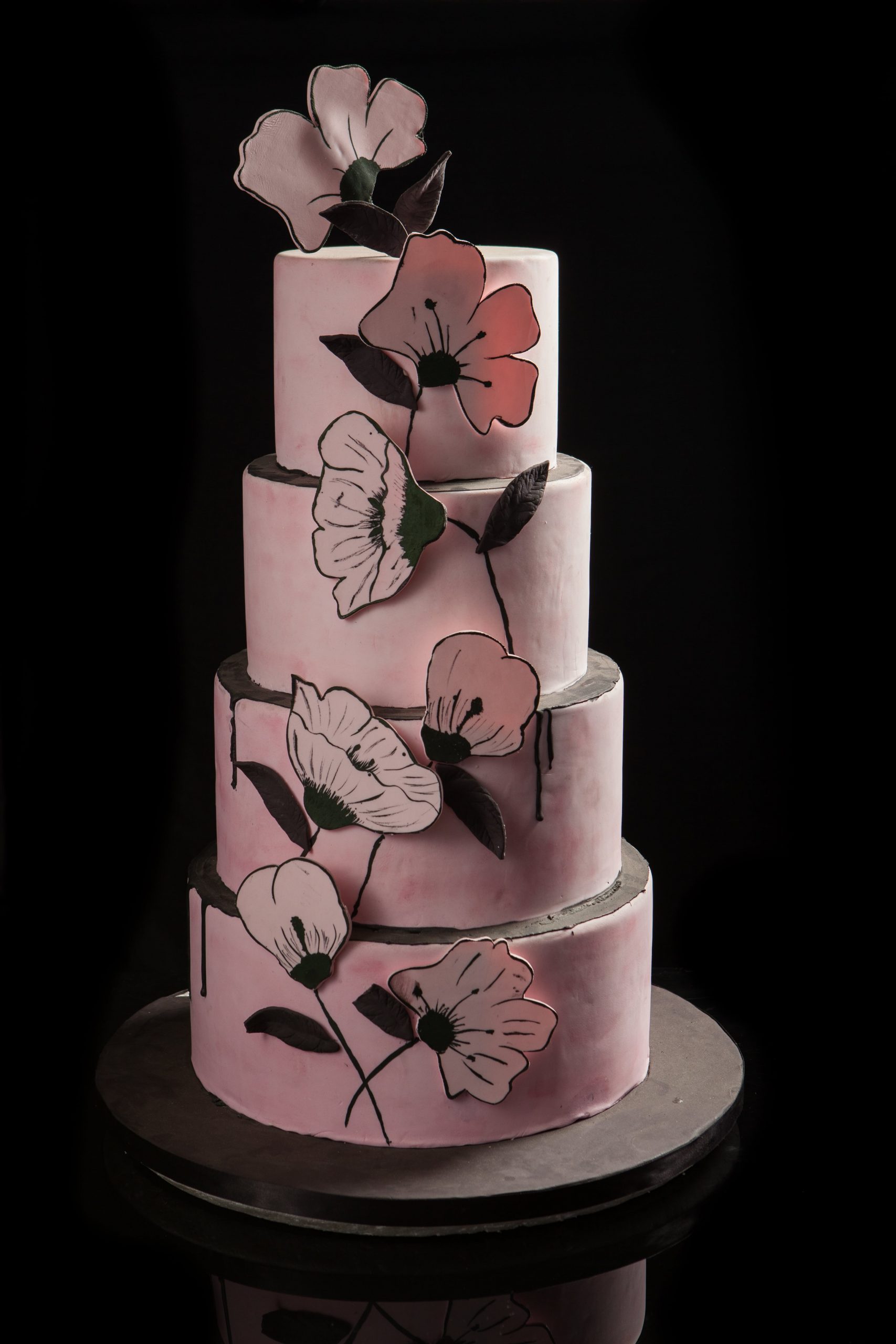 Pastel Flores Rosas - Jaso-Bakery