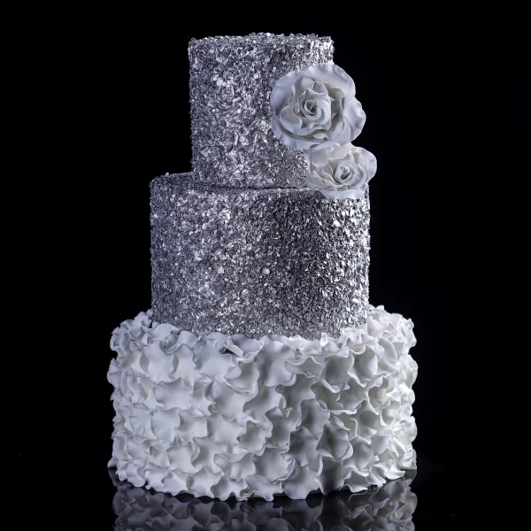 Pastel Rosas con Plata